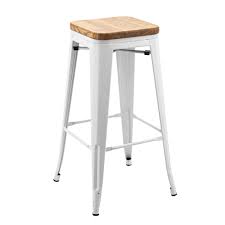 Tolix Bar Stool with Timber Seat