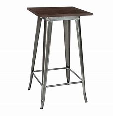 Tolix Bar Table - Silver / Wood Top
