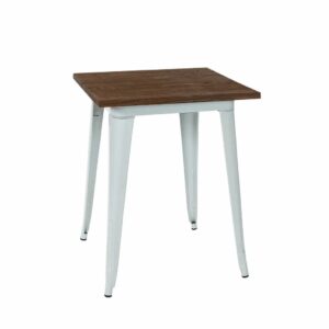 Tolix Café Table - Square Table w/Wood Top