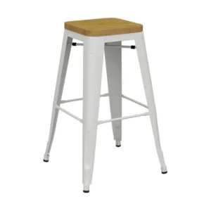 Tolix Bar Stool - White & Timber