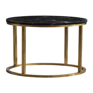Halo Coffee Table – Brushed Gold with Black Marble Top