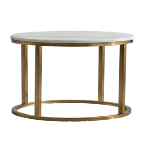 Halo Coffee Table – Brushed Gold with Marble Top