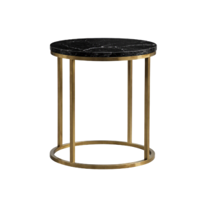 Halo Side Table - Brushed Gold with Black Marble Top