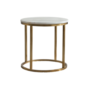 Halo Side Table - Brushed Gold with Marble Top